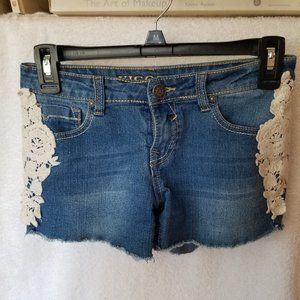Jr. Lace Panel Jean Shorts